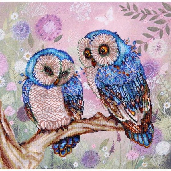 Bead Embroidery Kit Owls Beaded needlepoint Bead stitching Beadwork DIY