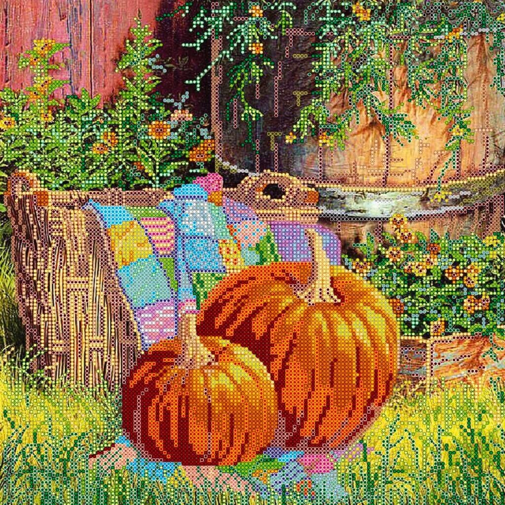 Bead Embroidery Kit Pumpkins Beaded stitching Beadwork Bead needlepoint DIY