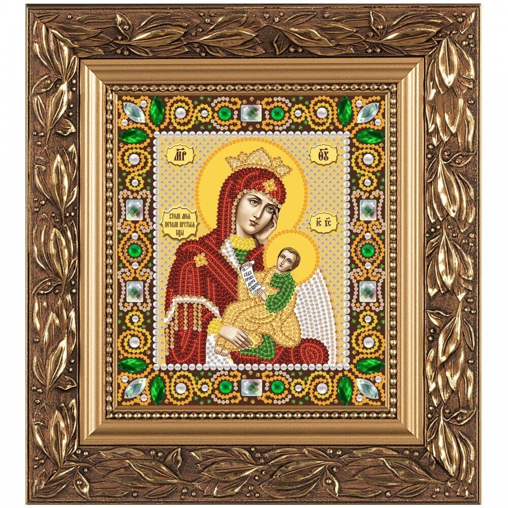 Bead Embroidery Kit Icon Virgin Mary Mother of God DIY Bead needlepoint Beadwork