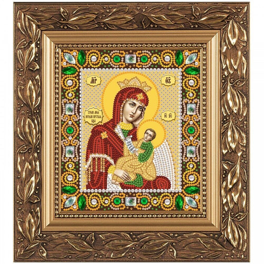 Bead Embroidery Kit Icon Virgin Mary Mother of God DIY Bead needlepoint Beadwork