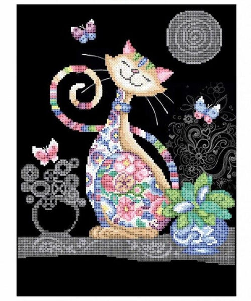 Bead Embroidery Kit Funny cat DIY Bead needlepoint Bead stitching