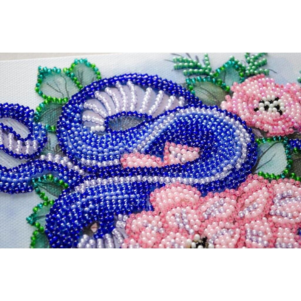 Bead Embroidery Kit Blue snake DIY Beadwork Beading Needlepoint kit