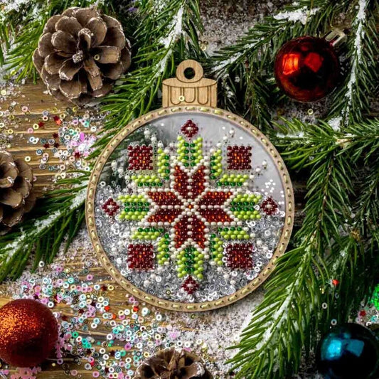 Bead Embroidery Kit on Plastic Ornament Ball DIY Christmas tree toy