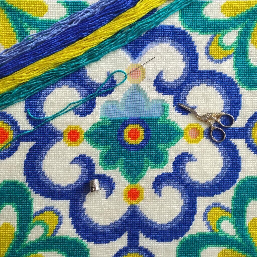 Tapestry Pillow Cover DIY kit "Portugal" Needlepoint kit Printed canvas