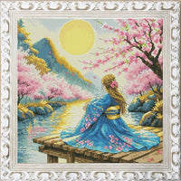 Counted Cross Stitch Kit Cherry blossom DIY Unprinted canvas