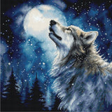 Counted Cross Stitch Kit Wolf Midnight snowfall DIY Unprinted canvas