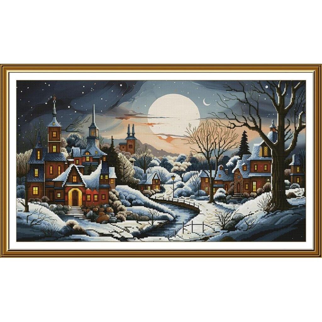 Counted Cross Stitch Kit Moon night DIY Unprinted canvas