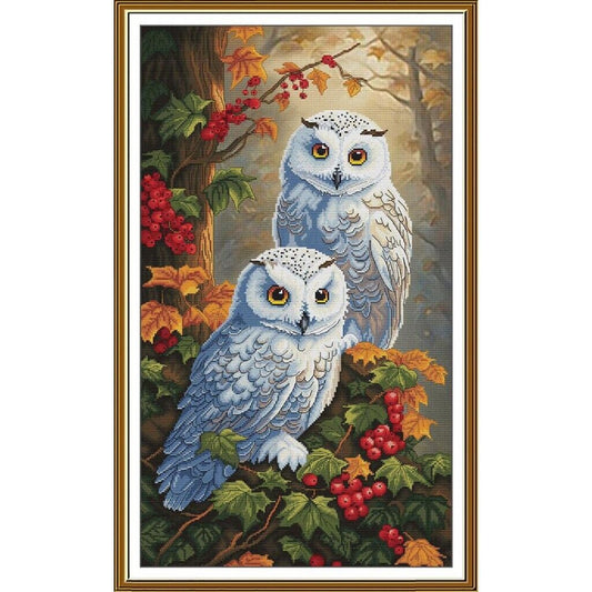 Counted Cross Stitch Kit Owls DIY Unprinted canvas