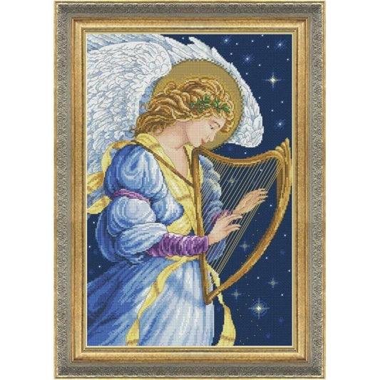 Counted Cross Stitch Kit Angel with a harp DIY Unprinted canvas