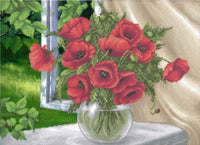 Bead Embroidery Kit Poppies DIY Bead needlepoint Bead stitching