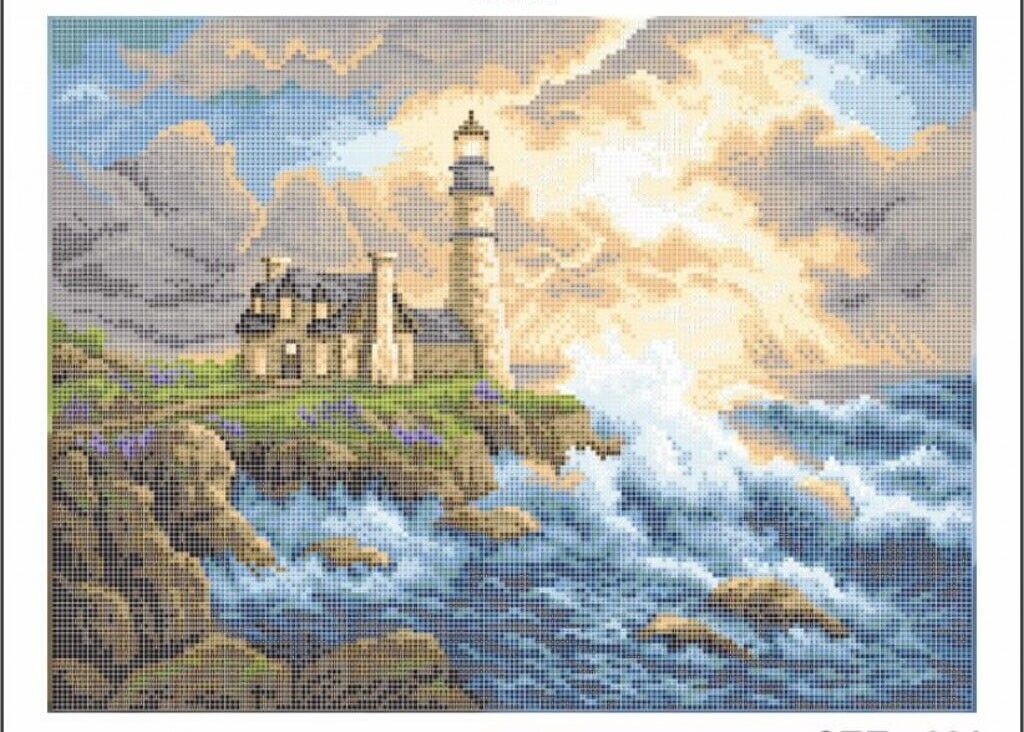 Full Bead Embroidery Kit Lighthouse DIY Bead needlepoint Beaded stitching