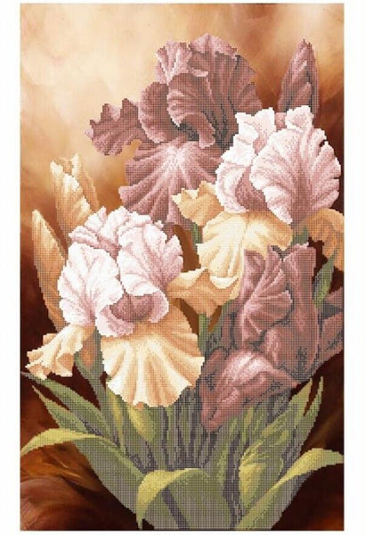 Bead Embroidery Kit Irises Flowers DIY Bead needlepoint Bead stitching