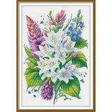 Counted Cross Stitch Kit White lilies Flowers DIY Unprinted canvas