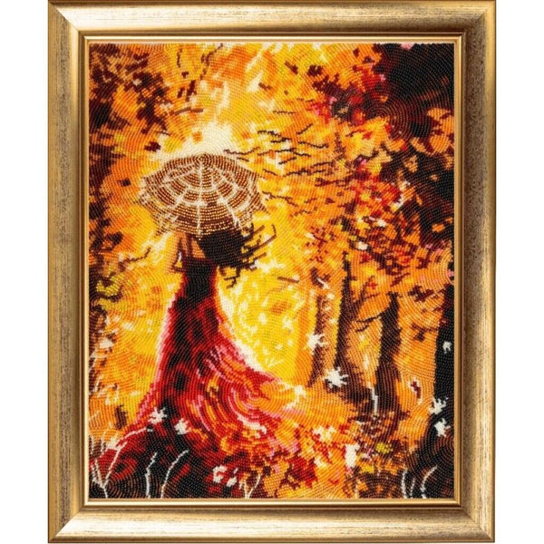 Bead Embroidery Kit Lady Walk in the forest DIY Bead needlepoint Beadwork