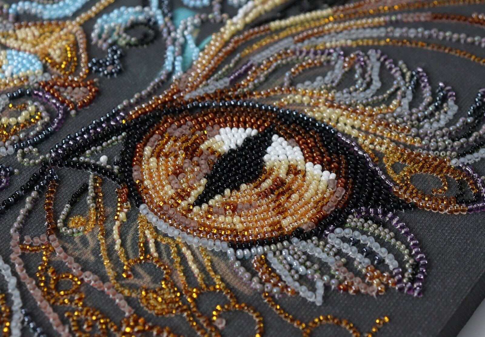 Bead Embroidery Kit Cat Beaded stitching Bead needlepoint Beadwork DIY