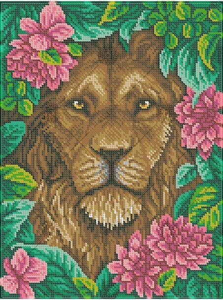 Full Bead Embroidery Kit Lion Bead needlepoint Bead stitching Beadwork DIY