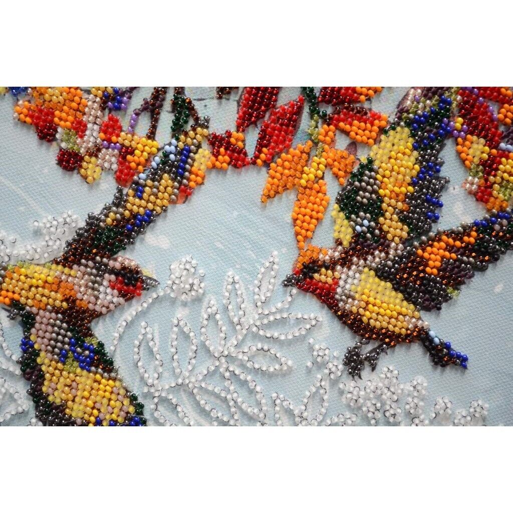 Bead Embroidery Kit Bright Birds Beaded stitching Bead needlepoint DIY