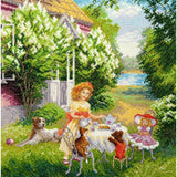 Counted Cross Stitch Kit Tea Party DIY Unprinted canvas