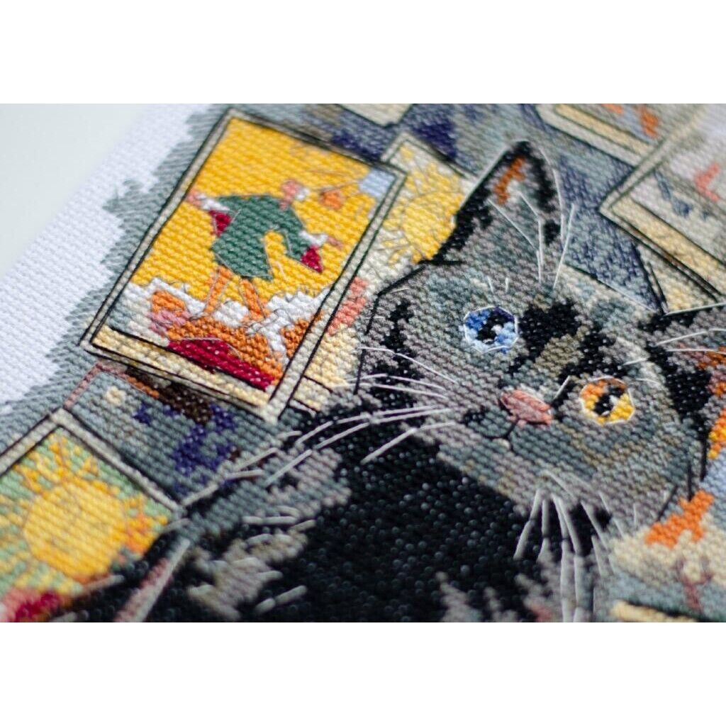 Counted Cross Stitch Kit Cat DIY Unprinted canvas