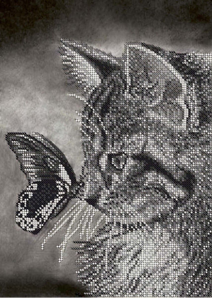 Bead Embroidery Kit Cat DIY Beaded needlepoint Beaded stitching