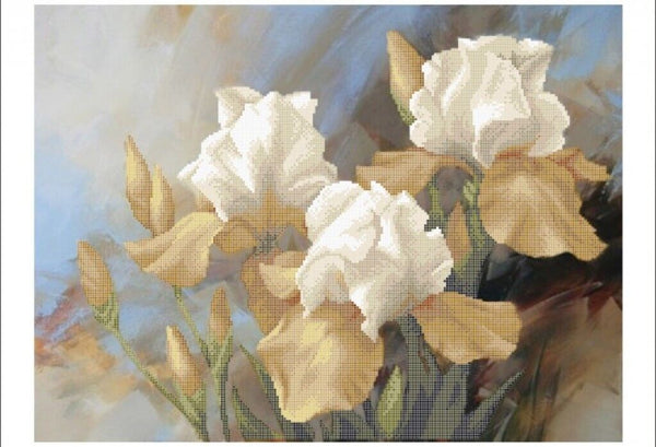 Bead Embroidery Kit Irises Flowers DIY Bead needlepoint Bead stitching