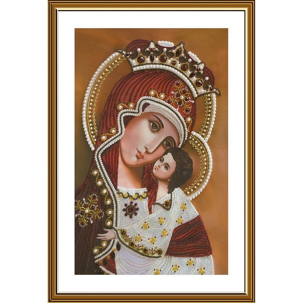 Bead Embroidery Kit Icon Virgin Mary Mother of God Beaded stitching DIY