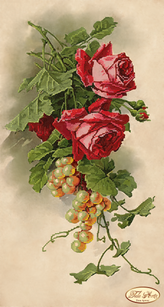 Bead Embroidery Kit Roses and grapes Flowers Beaded needlepoint Beaded stitching