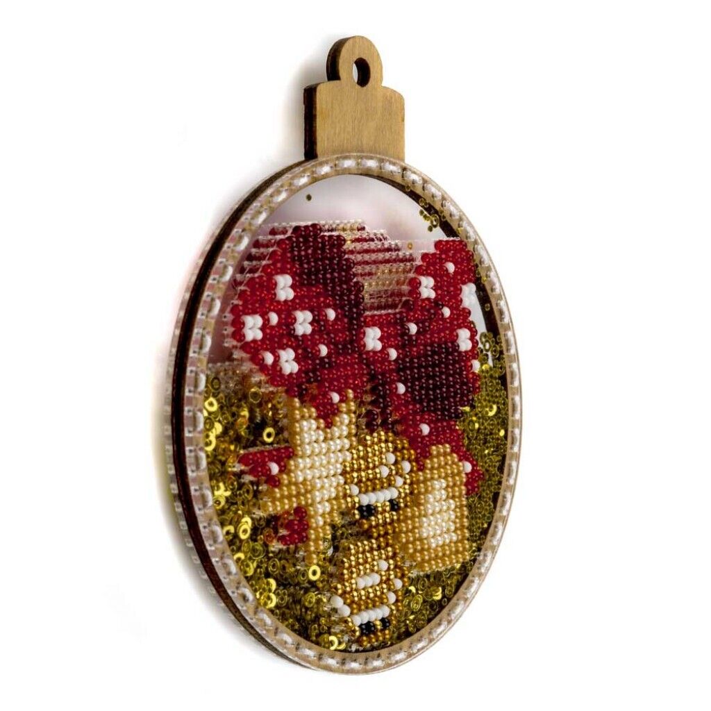 Bead Embroidery Kit on Plastic Santa DIY Christmas tree toy