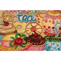 Bead Embroidery Kit Tea drinking Beaded stitching Beadwork Bead needlepoint DIY