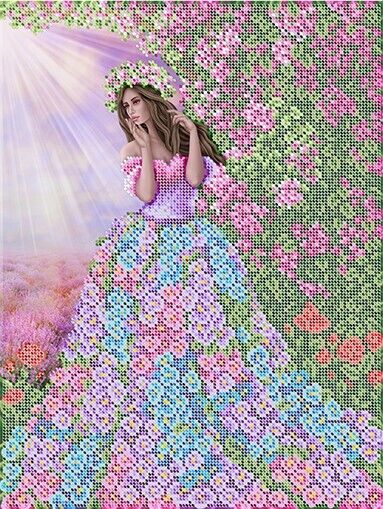 Bead Embroidery Kit Lady Spring DIY Bead needlepoint Bead stitching Beadwork