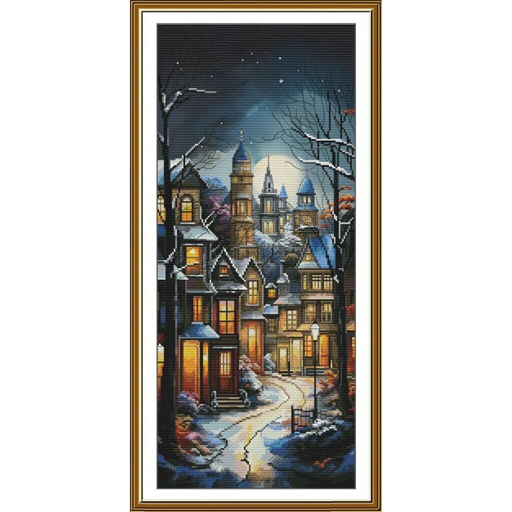 Counted Cross Stitch Kit Cozy night DIY Unprinted canvas