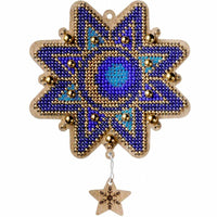 Bead Embroidery Kit on Wood Christmas star DIY Christmas tree toy