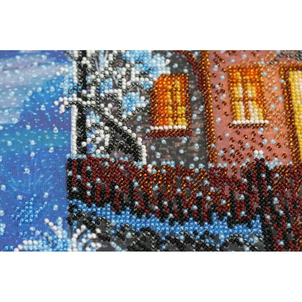 Bead Embroidery Kit Winter night Bead needlepoint Beadwork DIY