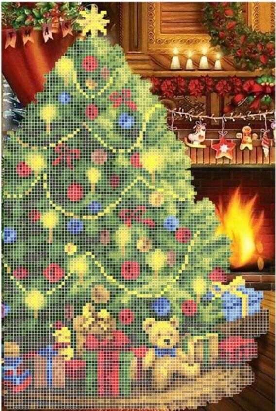 Bead Embroidery Kit Christmas tree DIY Bead needlepoint Bead stitching