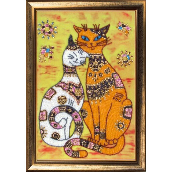 Bead Embroidery Kit Cats DIY Bead needlepoint Beadwork