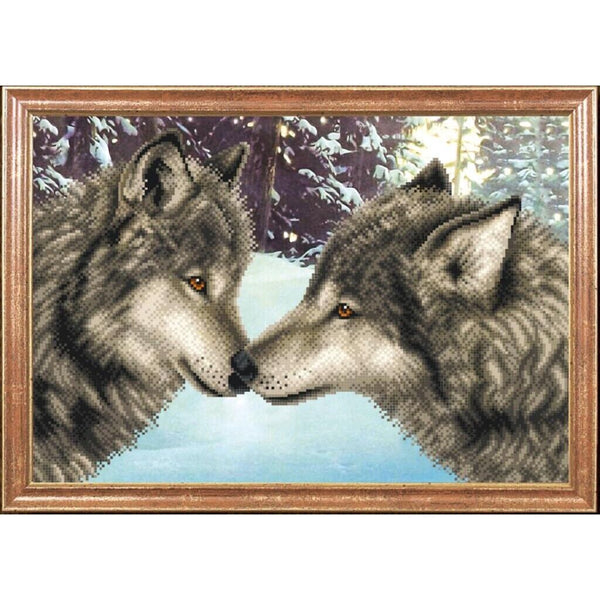 Bead Embroidery Kit Wolves Bead needlepoint Bead stitching Beadwork DIY