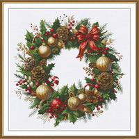 Counted Cross Stitch Kit Christmas wreath DIY Unprinted canvas