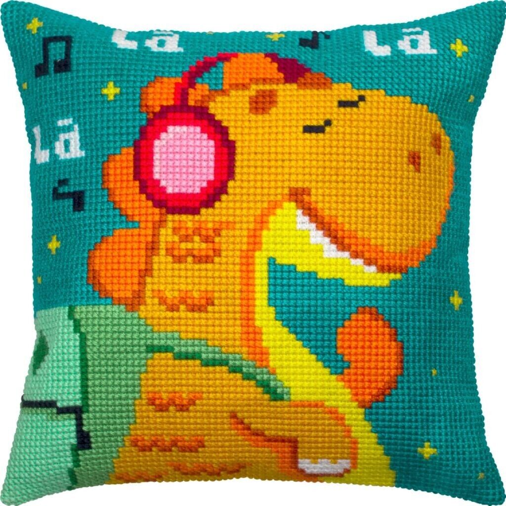 Cross stitch Pillow Cover DIY kit "Little dragon" Needlepoint Printed canvas