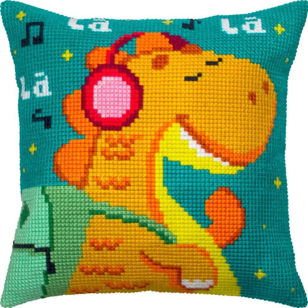 Cross stitch Pillow Cover DIY kit "Little dragon" Needlepoint Printed canvas