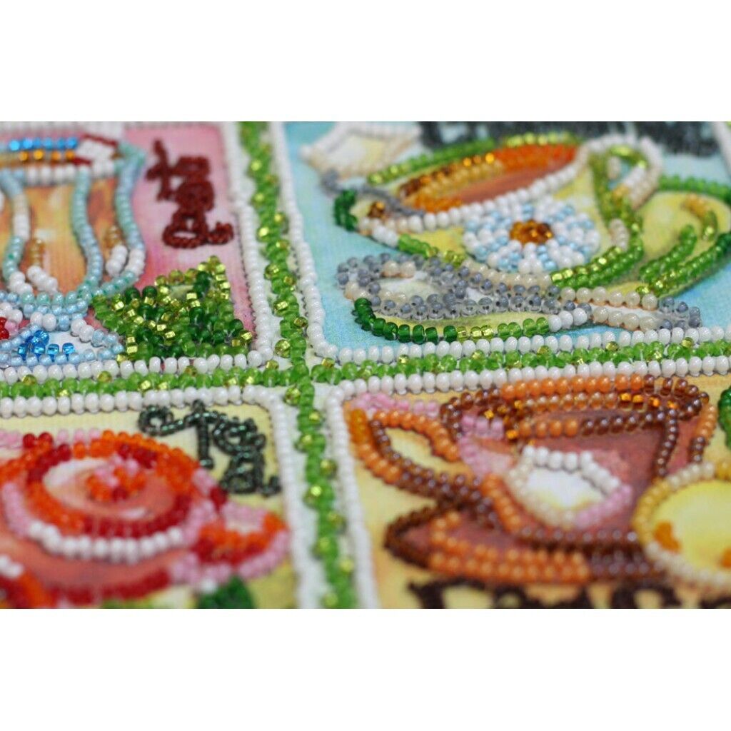 Bead Embroidery Kit Tea Beaded stitching Beadwork Bead needlepoint DIY