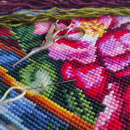 Tapestry Pillow Cover DIY kit "Roses" Needlepoint kit Printed canvas