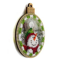 Bead Embroidery Kit on Plastic Snowman DIY Christmas tree toy