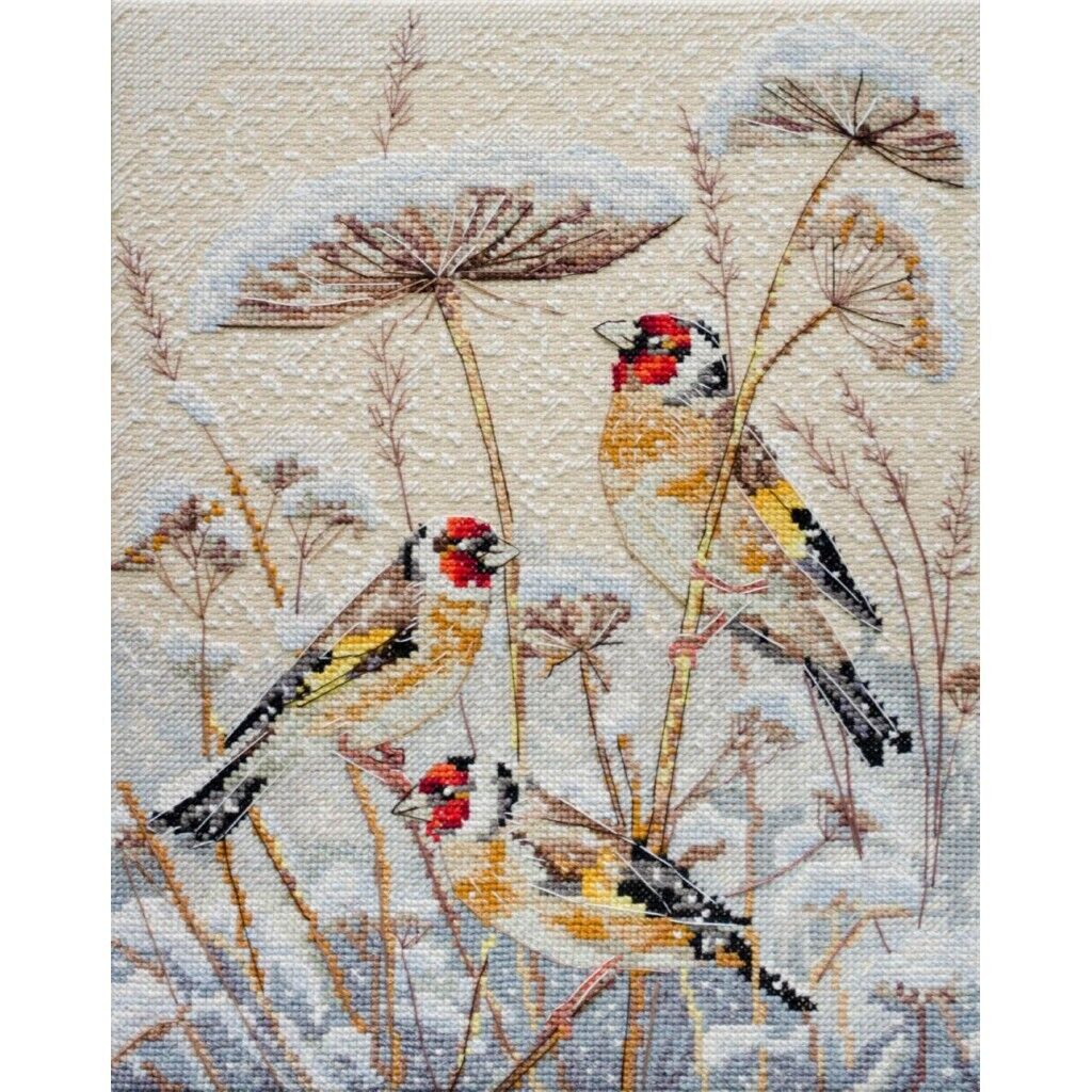 Counted Cross Stitch Kit Winter birds DIY Unprinted canvas