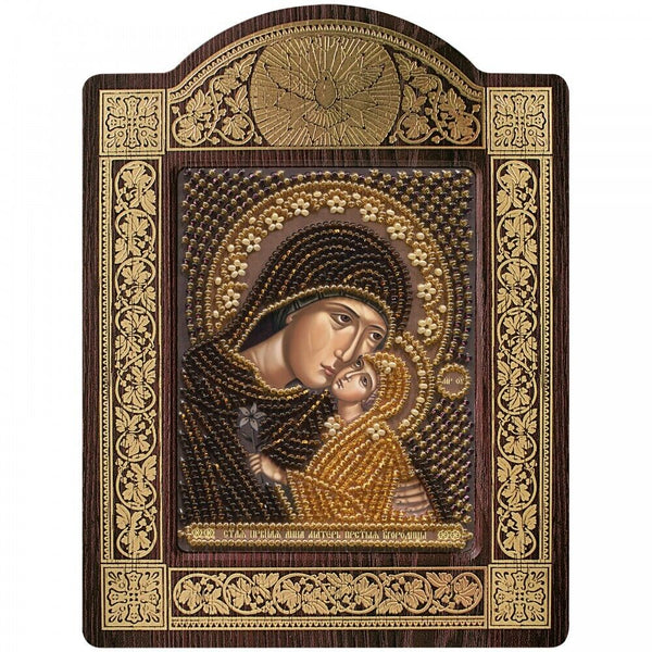 Bead Embroidery Kit Icon St. Anne with the baby Mary Bead needlepoint Beadwork