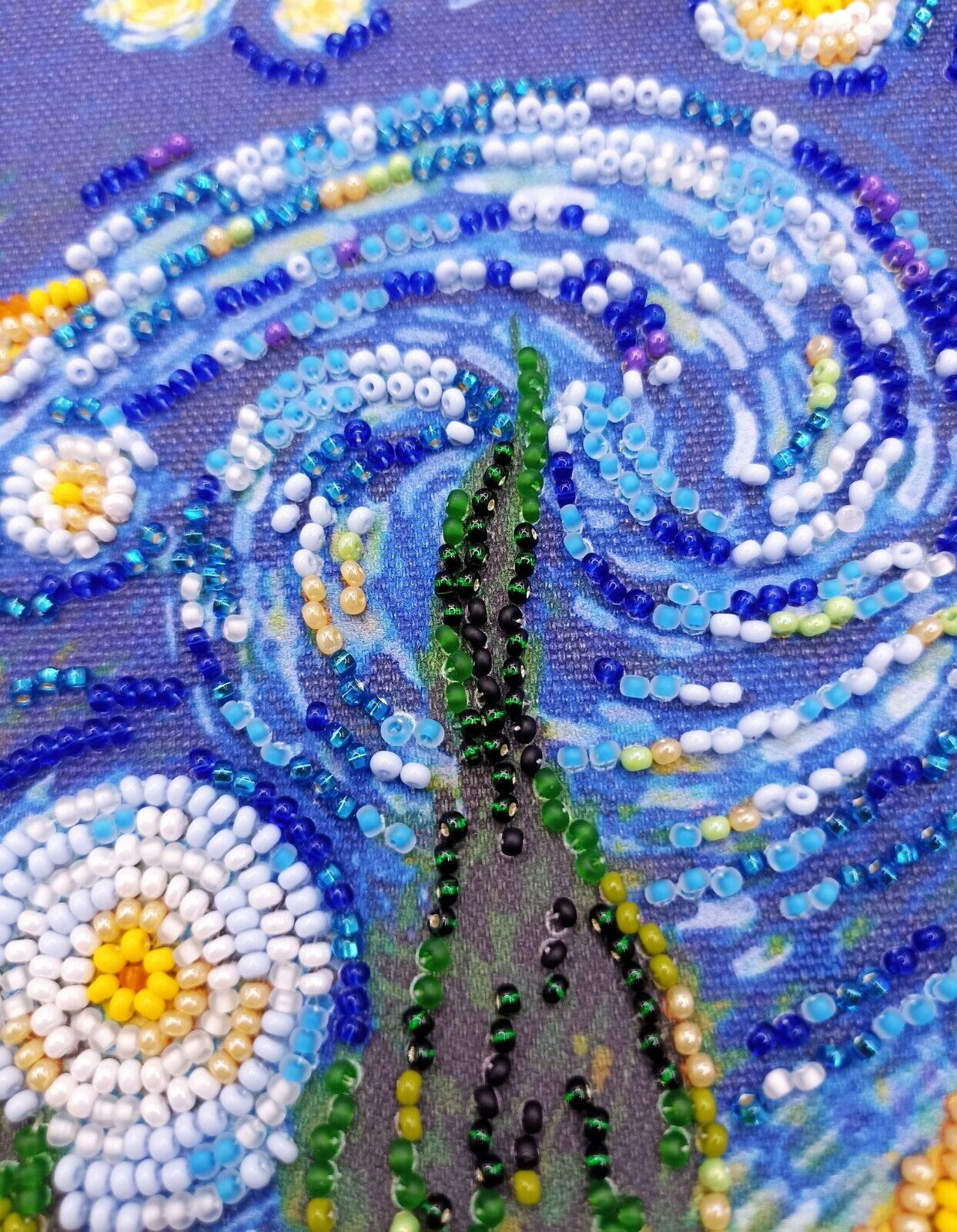 Bead Embroidery Kit Cypress moon Beaded stitching Bead needlepoint Beadwork DIY