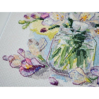 Counted Cross Stitch Kit First flowers DIY Unprinted canvas