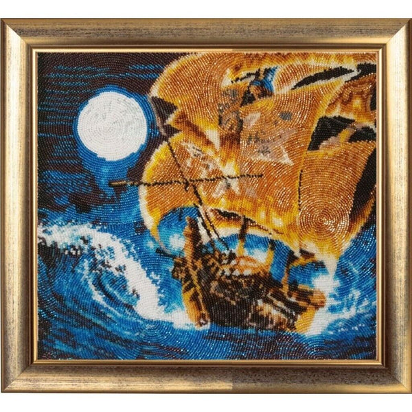 Bead Embroidery Kit Golden sails Beaded needlepoint Bead stitching Beadwork