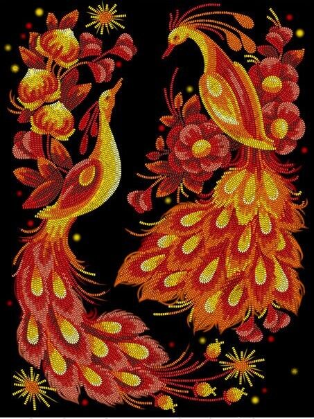 Bead Embroidery Kit Firebird Beaded needlepoint Beaded stitching Beadwork DIY