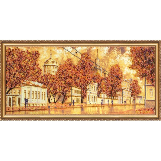 Bead Embroidery Kit Autumn city Beaded stitching Bead needlepoint Beadwork DIY