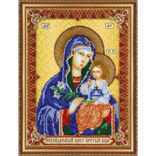 Bead Embroidery Kit Icon Virgin Mary Mother of God Beaded stitching DIY